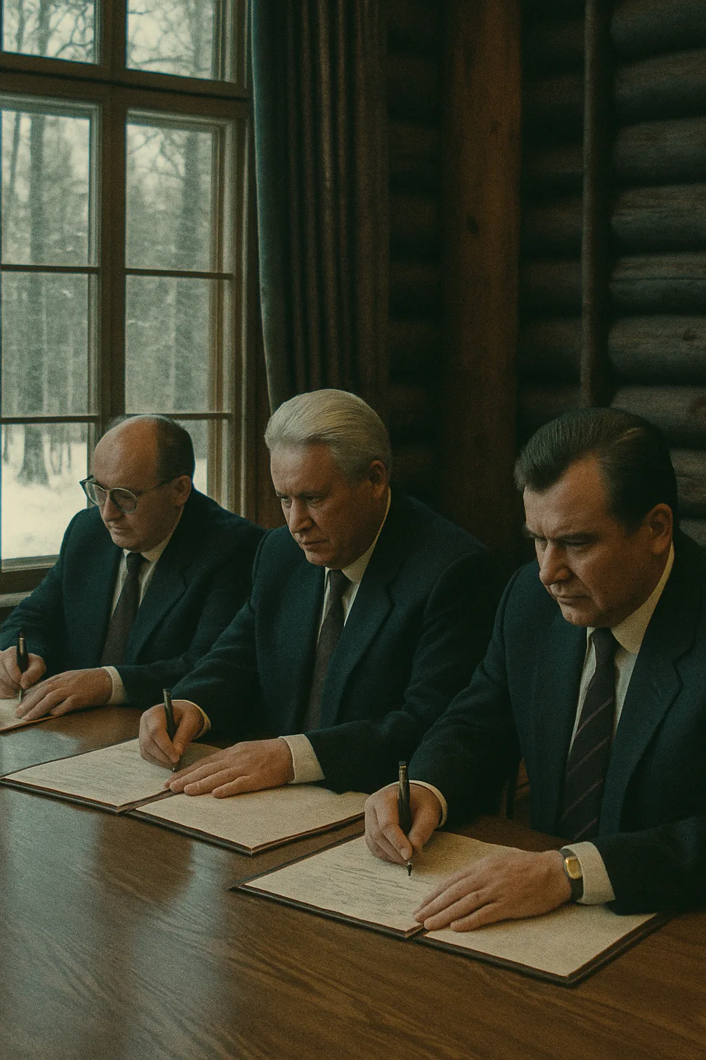 Беловежката пуща — трима лидери подписват края на СССР, декември 1991 г.