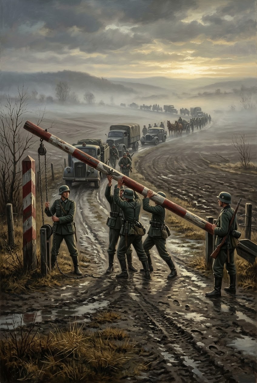 немски войници разбиват граничната бариера с Полша, 1 септември 1939 г.