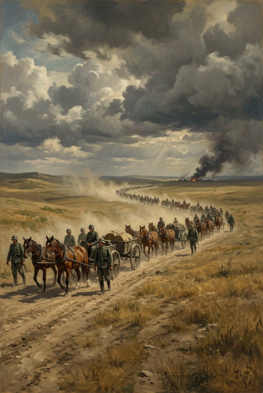 германска колона навлиза в съветска степ, юни 1941 г.
